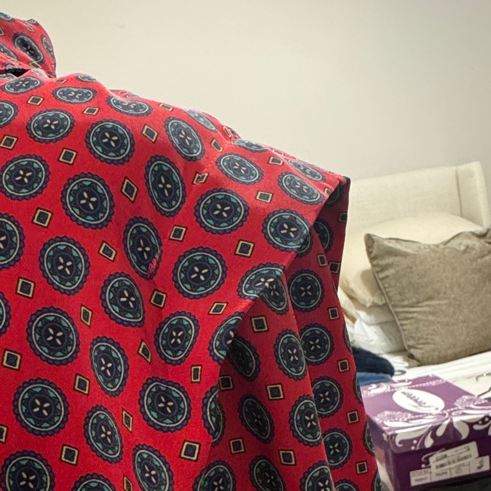 Vtg Leslie Fay  Red Patterned Dress - Picture 7 of 13